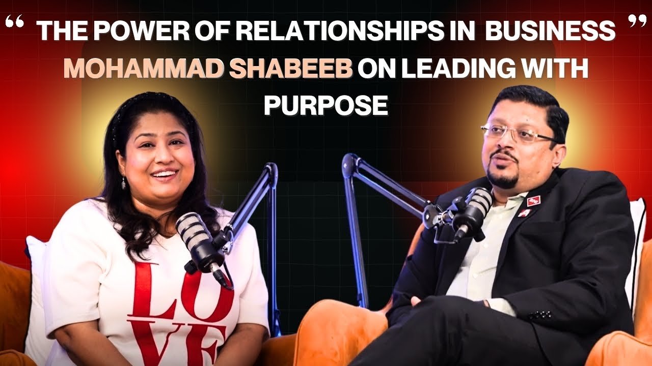 Rupa Jha recording an episode of The Business Blueprint