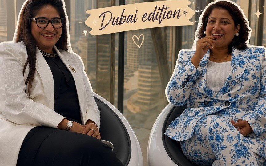 Rupa Jha with a colleague in the Black Swan Business Center, Business Bay